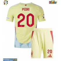 Spanien Pedri Gonzalez #20 Auswärts Trikotsatz Kinder EM 2024 Kurzarm (+ Kurze Hosen)